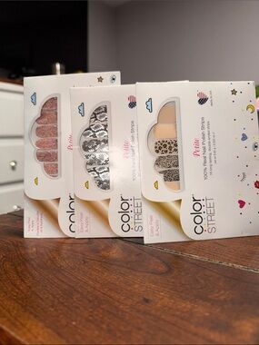Color Street Nail Strips Trio — Pink Glitter, Silver Snakeskin, Beige Leopard